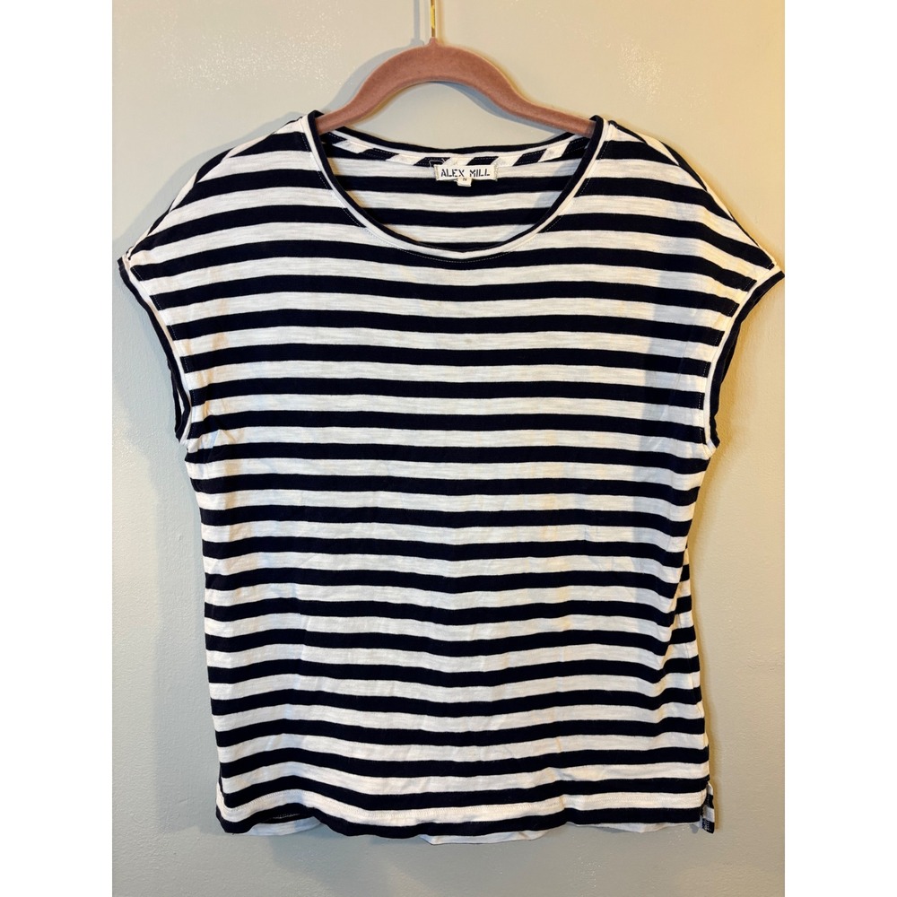 Alex Mill Blue & White Striped Tee Shirt S Nautical